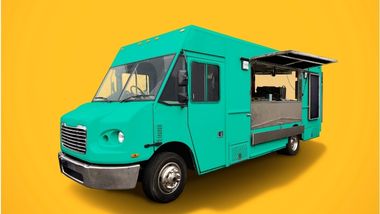 a blue food truck