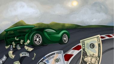 car racing with money behind it